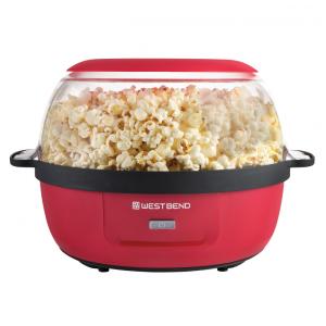 Pipoqueira West Bend Stir Crazy Hot Oil Popcorn Popper, Máquina de Fazer Pipoca com Tigela de Servir Grande e Haste Misturadora,Vermelha