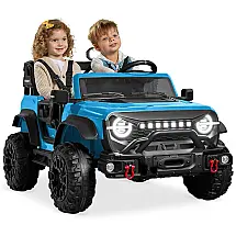 Carro Elétrico Infantil Best Choice Products 24V Azul, Caminhão 2 Lugares, com Controle Remoto, Bluetooth, Luzes LED e Capacidade para 60 kg
