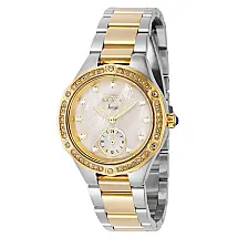 Relógio Feminino Angel com Mostrador em Madrepérola, Invicta 40367, Prata e Dourado