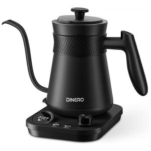 Chaleira Elétrica DINERO 800mL em Aço Inoxidável com Controle de Temperatura e Cronômetro Embutido, 110V 1200W, Preta