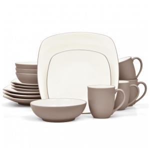 Aparelho de Jantar para Todas as Ocasiões, Elegância e Sofisticação para Sua Mesa com 16 Peças, Formato Quadrado e Material de Cerâmica sem