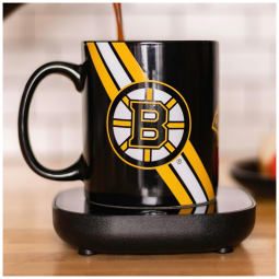 Aquecedor de Caneca, Tema Boston Bruins com Desligamento Automático, Inclui Caneca, 16W, Uncanny Brands, Preto e Amarelo