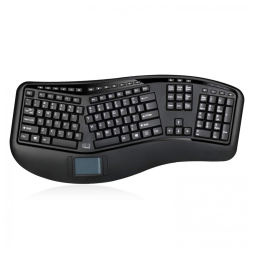 Teclado Ergonômico Dividido Sem Fio Recarregável Reduz a Tensão das Mãos com Descanso de Mãos e Touchpad Embutido, ADESSO WKB 4500UB, Preto