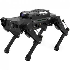 Robô Cão Programável Hiwonder Puppypi Advanced Kit com Controle Remoto ou APP e Câmera em HD para Adolecentes e Adultos, Preto