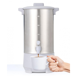 Urna de Café Comercial SYBO Aço Inox Capacidade 6L 45 Xícaras Filtro Reutilizável Alças Térmicas 110V