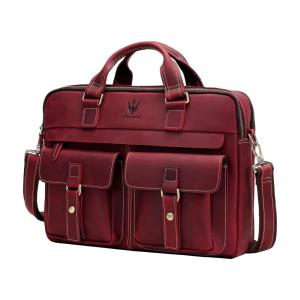 Bolsa, Pasta de Couro Masculina para Laptop, WILD WORLD, Vermelho