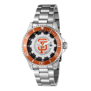 Relógio Masculino MLB San Francisco Giants, Invicta ZG43477, Prata e Laranja