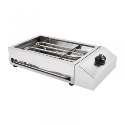 Churrasqueira Grill Elétrica até 6 Porções em Aço Inoxidável, 110V 2800W, YIYIBYUS, Prata