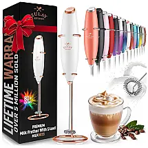 Mixer Elétrico com Suporte, Zulay Kitchen, Branco e Ouro Rosa