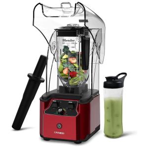 Liquidificador Comercial CRANDDI K90 Vermelho, Copo 2,2L, 2200W, Tampa Antirruído, 15 Velocidades, Auto-Limpeza, 110V