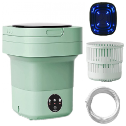 Mini Máquina de Lavar Portátil 6 L com Cesto de Drenagem, Bivolt, ASQUAR, Verde
