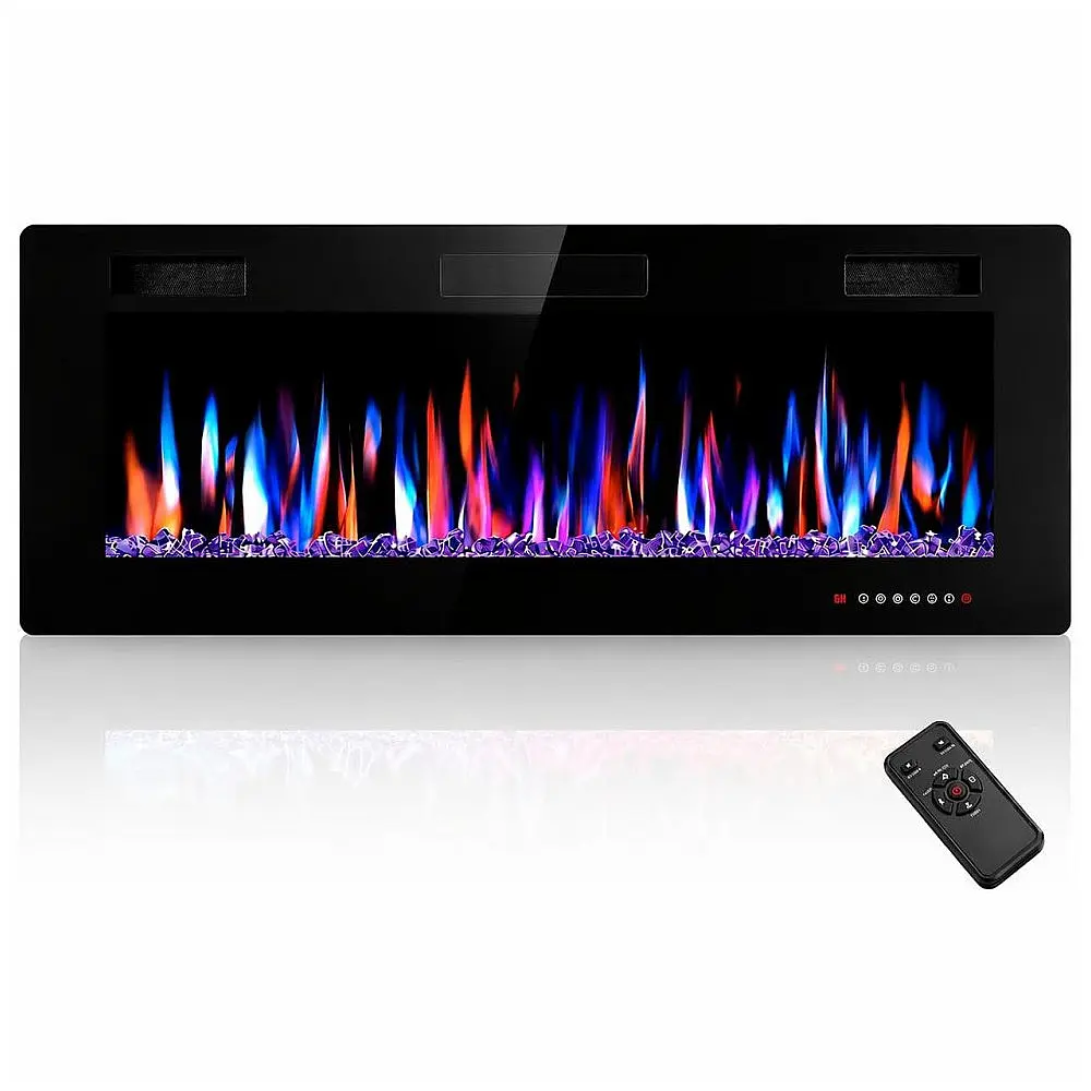 Lareira Elétrica Electactic 127x46cm 1500W Chamas LED 12 Cores Embutir 110V