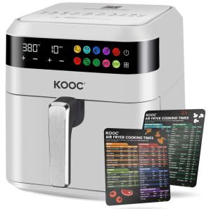 KOOC Fritadeira Elétrica Air Fryer 7L, com Painel de Controle Digital, 110V, 1700W, Branco