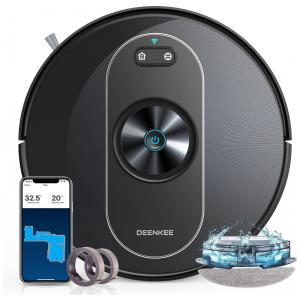 Aspirador de Pó Robô com Esfregão Controlado por APP e Sucção Forte 3000PA, 110V, Deenkee D40, Preto