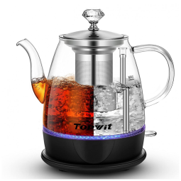 Chaleira Elétrica Topwit 1 Litro com Jarra de Vidro, Infusor para Chá e Desligamento Automático 110V