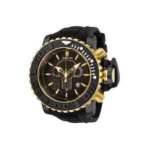 1 EDIÇÃO LIMITADA Invicta Marvel Punisher Quartz Relógio Masculino 58mm Caixa em Aço Inoxidável, Pulseira de Silicone, Preto 26787