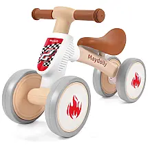 Bicicleta sem Pedal com 4 Rodas para Crianças de 10 a 24 Meses, Maydolly, Vermelha