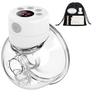 Bomba Tira Leite Única Elétrica Recarregável com Painel Digital 2 Modos e 9 Níveis de Sucção, Branca, WIMUPATH S12, Branco