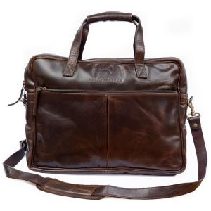 Bolsa, Maleta de Couro Masculina para Laptop, L LEATHERESQUE, Marrom
