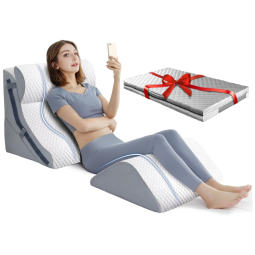 Conjunto de 4 Travesseiros Ortopédicos em Cunha com 4 Capas Extras, Almofadas Ajustáveis de Espuma Viscoelástica para Alívio de Dor