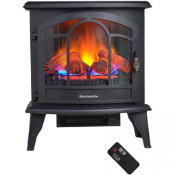 Lareira Elétrica com Controle Remoto e Chamas 3D Ajustável, 1400W, 110v, THERMOMATE, Preto