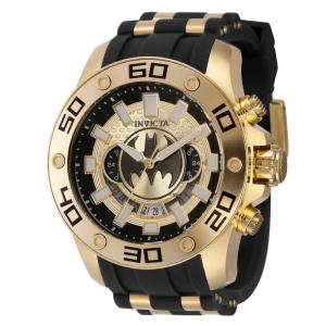 Relógio Masculino Analógico de Quartzo 50mm, Invicta DC Comics Batman 43597, Preto e Dourado