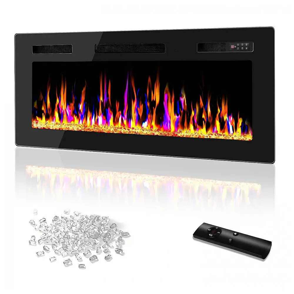 Lareira Elétrica Vitesse 42 FP C3 de Embutir A45x106L com Controle Remoto e Digital, Luz LED, Chamas Multicolorida e Temporizador, 110V