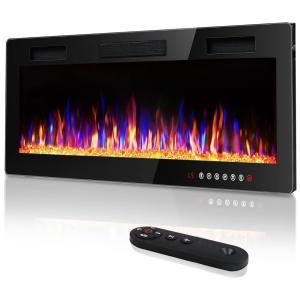 Lareira Elétrica Vitesse 42 FP C3 de Embutir A45x106L com Controle Remoto e Digital, Luz LED, Chamas Multicolorida e Temporizador, 110V