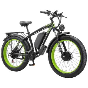 Bicicleta Elétrica com Motor Duplo 2000W, Bateria Removível 48V 23Ah UL2849, Quadro em Alumínio 6061, Pneus 26x4”, Suspensão com Trava
