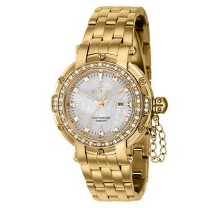 Relógio feminino Invicta Pro Diver com mostrador madrepérola , ouro 37897