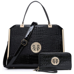 DASEIN Bolsa Feminina de Ombro com Alça Superior e Carteira, Preta