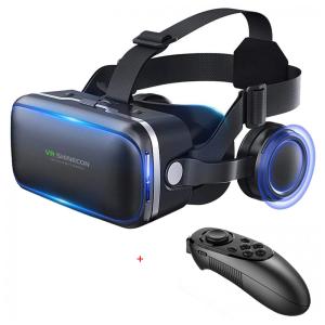 Óculos VR Realidade Virtual com Fone de Ouvido e Controle, VR SHINECON 4336701614, Preto