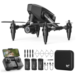 Drone com Câmera 1080P para Crianças, para Iniciantes e Adultos, RC HD FPV Quadcopter, 3 Baterias, 3D Flip, One Key Start, WeFone, Preto