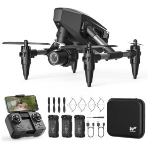 Drone com Câmera 1080P para Crianças, para Iniciantes e Adultos, RC HD FPV Quadcopter, 3 Baterias, 3D Flip, One Key Start, WeFone, Preto