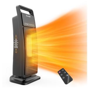 Aquecedor Elétrico de Cerâmica com Controle Remoto, Proteção Contra Tombamento, Modo Eco e Modo Ventilador, 110V 1500W, ECOWELL, Preto