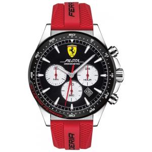 Relógio Masc Quartzo Aço Inox da Pilota Resistente 50m, FERRARI 0830596, Vermelho