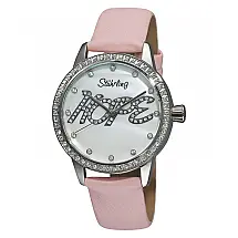 Relogio Lady Hope 519H 38mm Fashion, Mostrador Branco e Pulseira de Couro Rosa com Fivela Tang, Stuhrling.