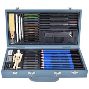 Kit Lapis de Pintura TEUOPIOE com 60 Peças e Caixa de madeira Portátil, Azul