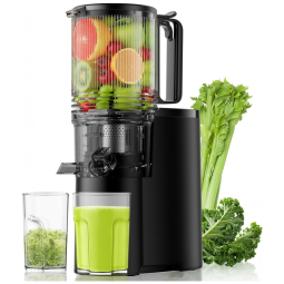 Extrator de Suco a Frio EanOruus, Bocal de Alimentação Largo de 14,7 cm, Máquina de Extrair Suco com 400W, Alto Rendimento de Suco