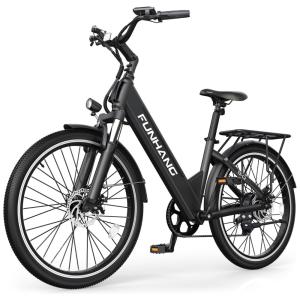 E-Bike Funhang EB-C2, Motor Brushless 500W (Pico 1000W), Torque 55Nm, Bateria 48V 374Wh Removível, 26", 7 Marchas, 5 Modos, Freios a Disco