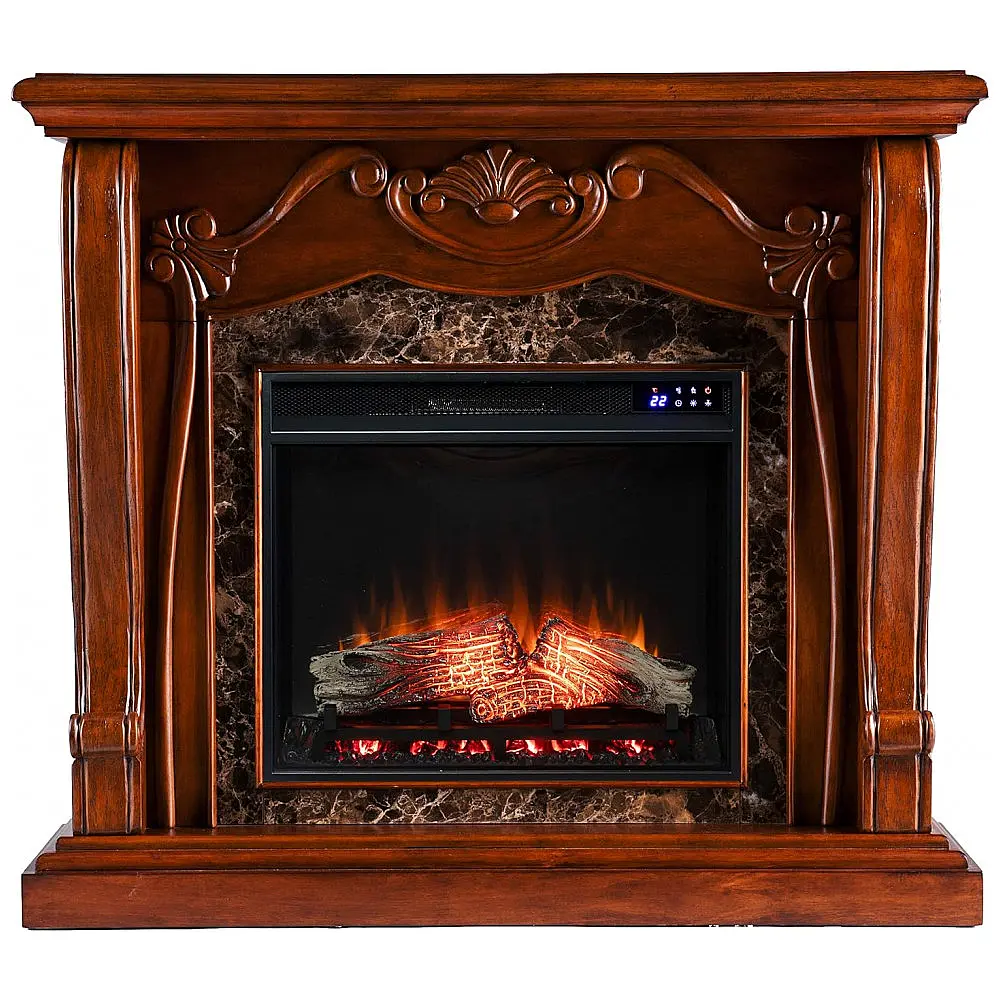 Lareira Elétrica SEI Furniture 115x102cm 1500W Chamas LED Rack TV Portátil 110V — foto 3