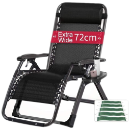 Cadeira Reclinável Ajustável Gravidade Zero com Apoio de Cabeça e Porta Copos, XZGDEN, Preto