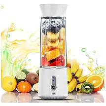 Liquidificador de Bancada Portátil 500 mL para Vitaminas, Recarregável USB, 150W, CHALVH A7, Branco