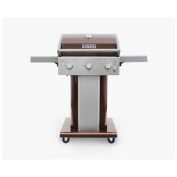 Churrasqueira a Gás 30.000 BTU com 3 Queimadores e Mesas Laterais em Aço Inoxidável, PERMASTEEL PG A40301 MO, Marrom