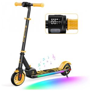 Patinete Elétrico para Crianças Acima de 8 anos com Luzes LED, Peso Max 60kg, SmooSat E9, Preto e Amarelo