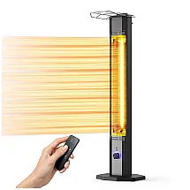 Aquecedor Infravermelho de Torre Nfccra 106,68 cm 1500W 9 Níveis IPX5 Timer 9h Controle Remoto Indoor Outdoor UL 120V