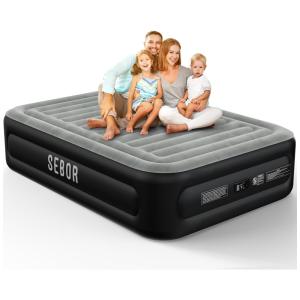 Colchão de Ar Queen com Bomba Incorporada, 46 cm para Inflação e Deflação Rápidas, Colchão Inflável Resistente com Capacidade de até 300