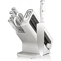 Conjunto de Facas com Amolador Embutido, Aço Inoxidável, 7 Peças, Ninja K12007WHBN, Branco