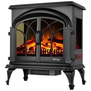 Lareira Elétrica com Chamas 3D Ajustável, 110v, E FLAME USA EF BLT15B, Preto