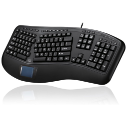 Teclado Ergonômico Dividido Sem Fio Recarregável Reduz a Tensão das Mãos com Touchpad Embutido, ADESSO AKB 450UB, Preto